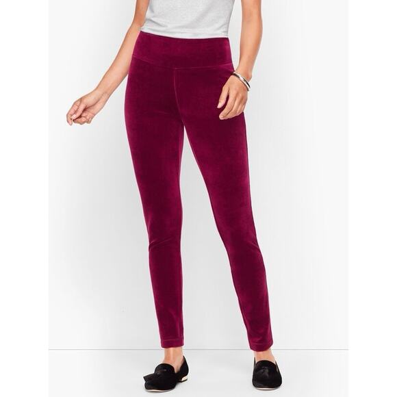 Talbots Women’s Luxe Velour High Waist Leggings Burgundy Size Large - Picture 1 of 5